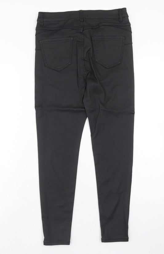 New Look Womens Black Viscose Trousers Size 12 Regular Zip
