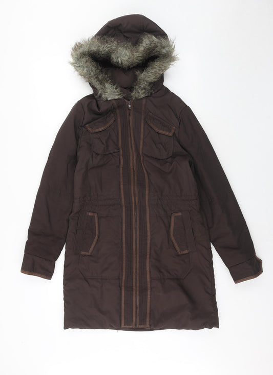 NEXT Womens Brown Parka Coat Size 8 Zip