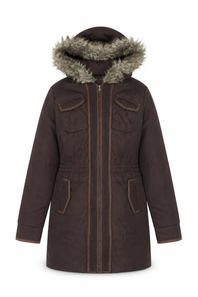 Next Womens Brown Parka Coat Size 8 Zip