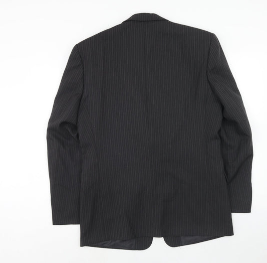 C&A Mens Grey Striped Polyester Jacket Suit Jacket Size 38 Regular