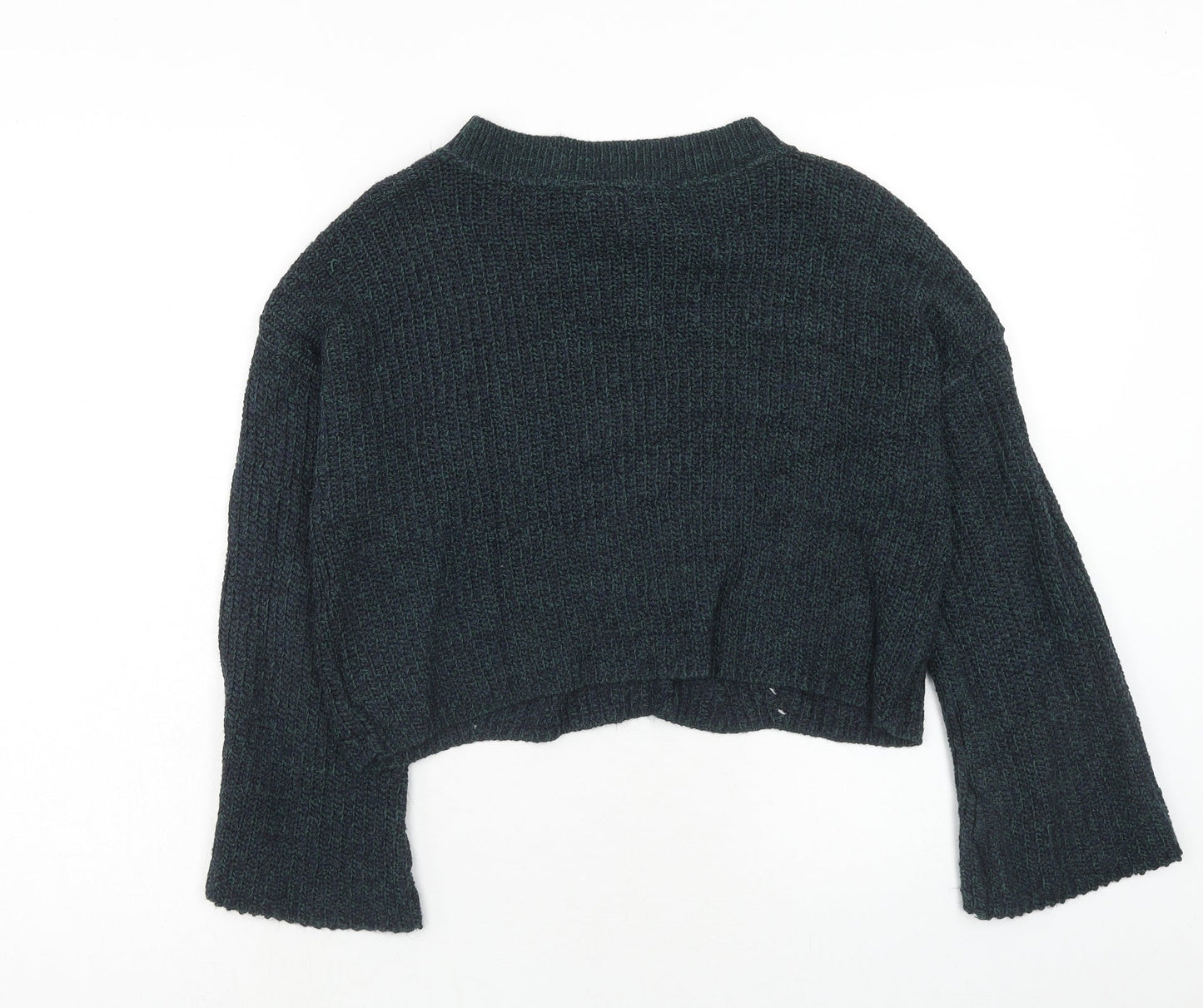 Alya Womens Green Round Neck Acrylic Pullover Jumper Size M