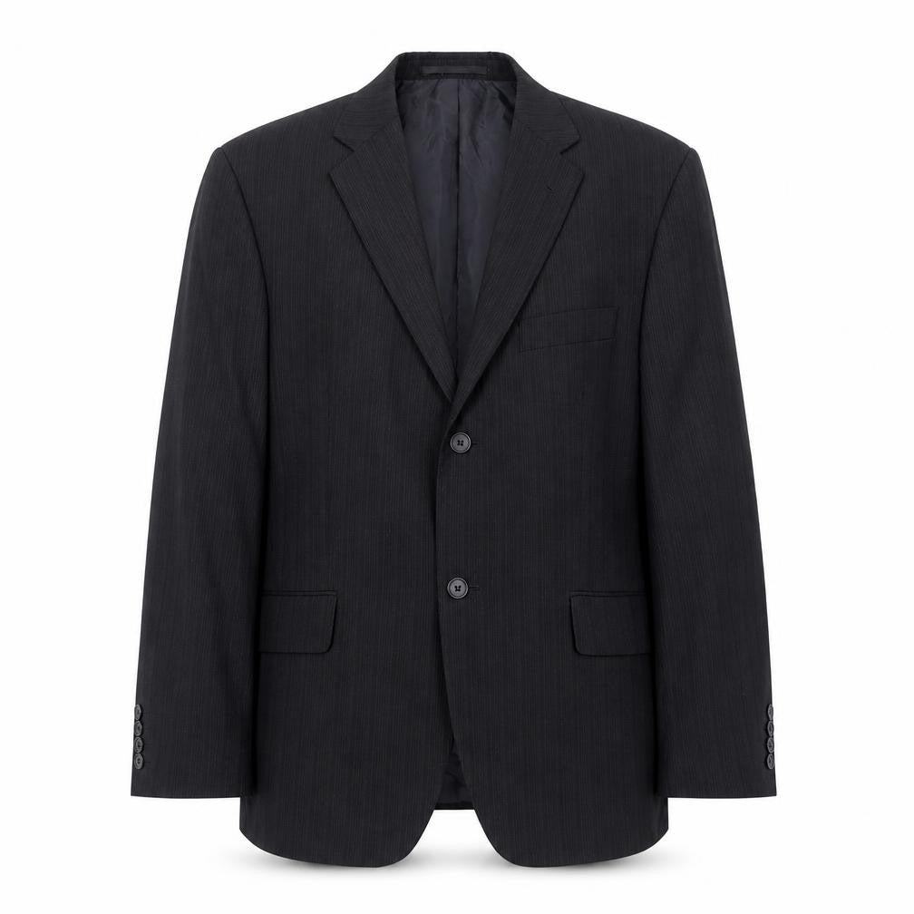 George Mens Black Striped Polyester Jacket Blazer Size 40 Regular