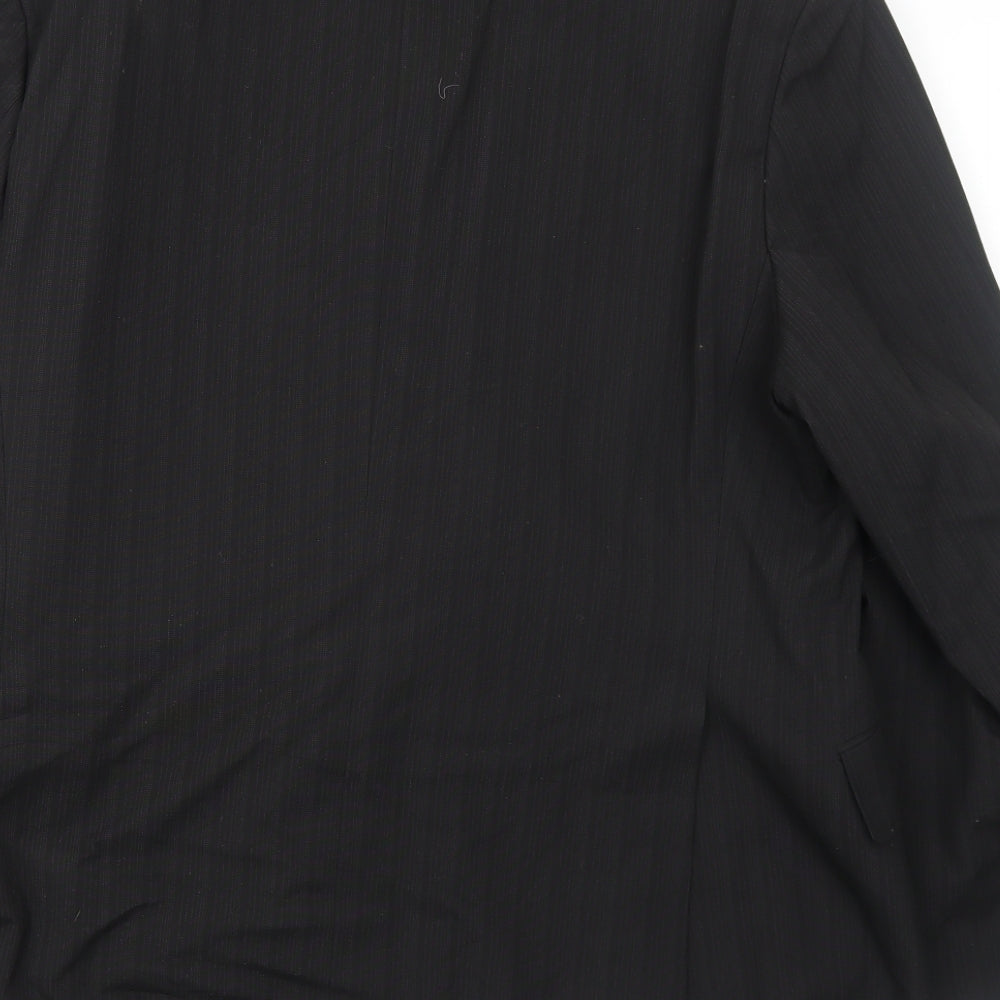 George Mens Black Striped Polyester Jacket Blazer Size 40 Regular