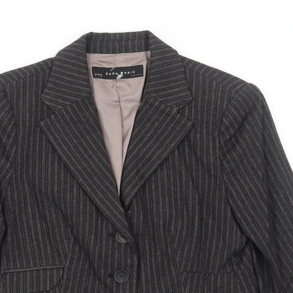 Zara Womens Grey Striped Viscose Jacket Suit Jacket Size S