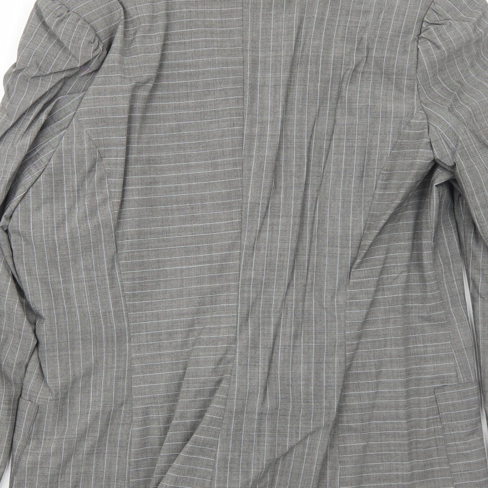Marks and Spencer Womens Grey Striped Polyester Jacket Blazer Size 16