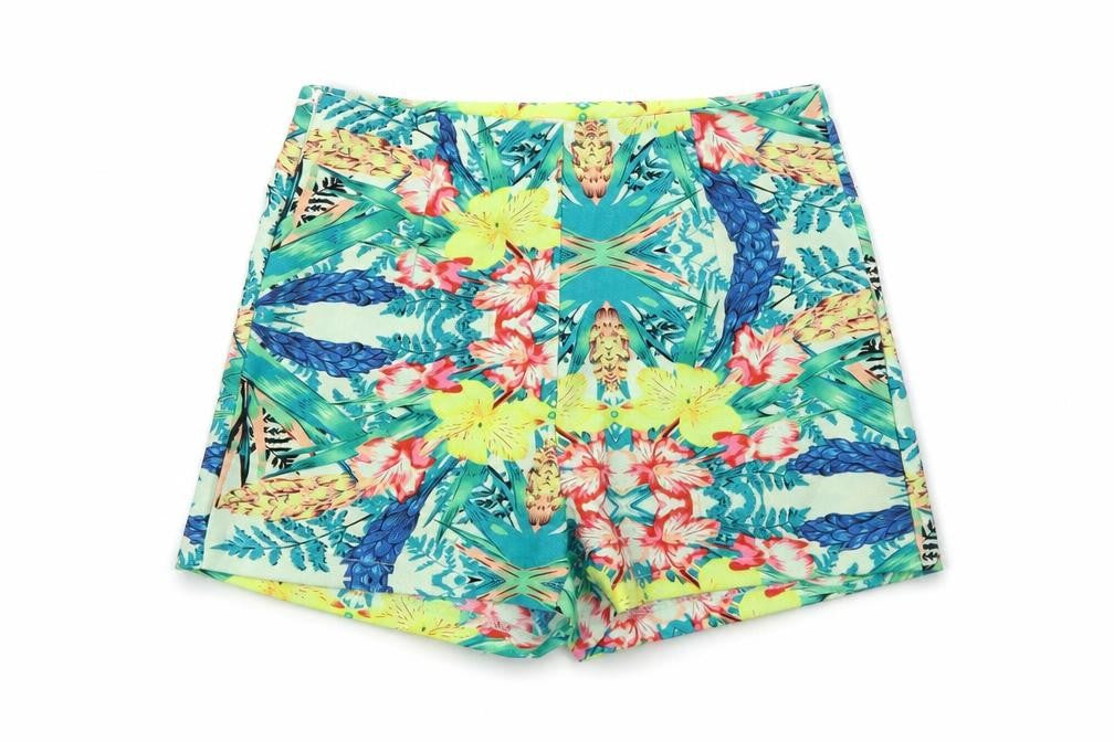 Vera&Lucy Womens Multicoloured Floral Polyester Mom Shorts Size S Regular Zip