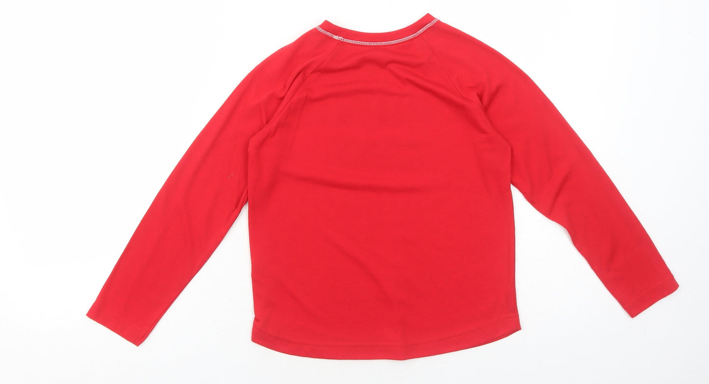 Matalan Boys Red Polyester Basic T-Shirt Size 8-9 Years Round Neck Pullover - Christmas Crew