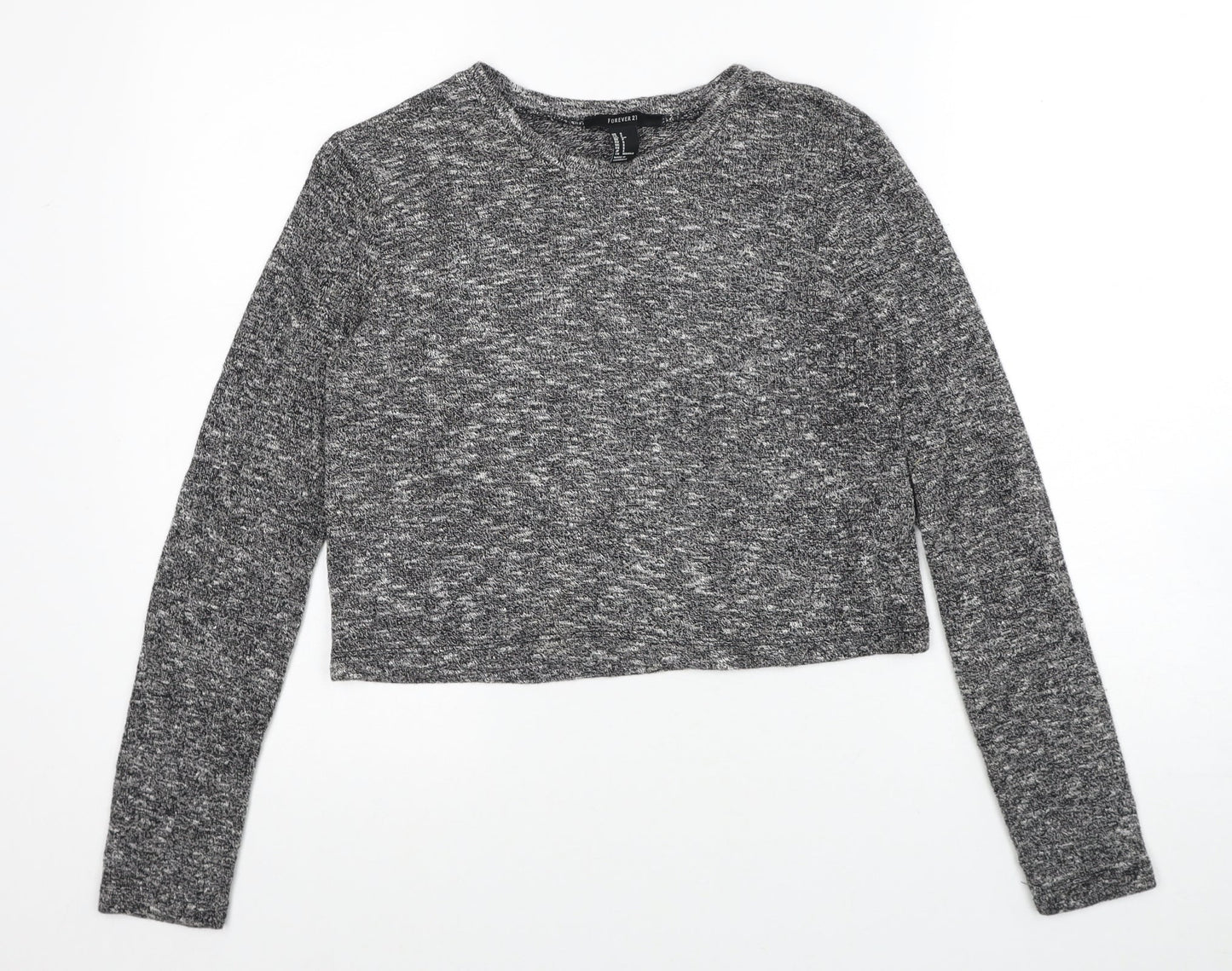 FOREVER 21 Womens Grey Round Neck Polyester Pullover Jumper Size S