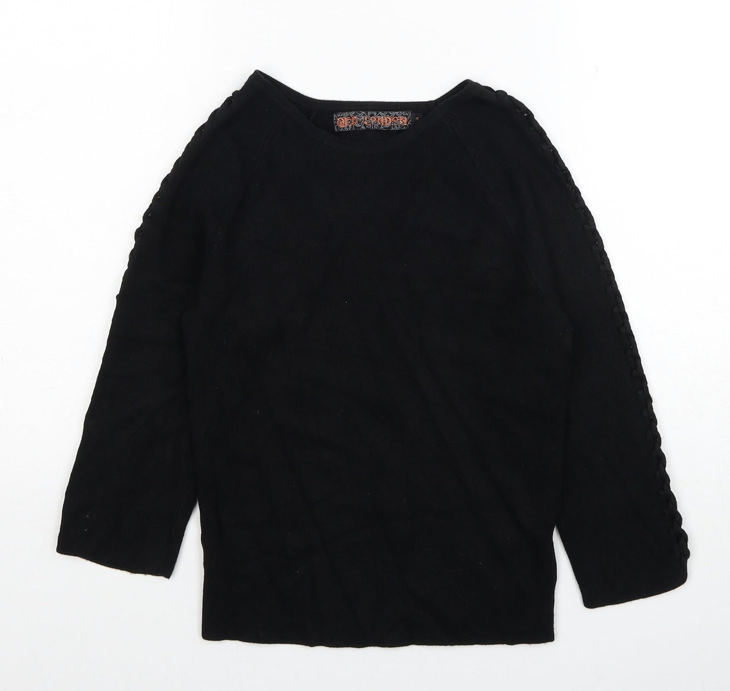 QED London Womens Black Scoop Neck Viscose Pullover Jumper Size S