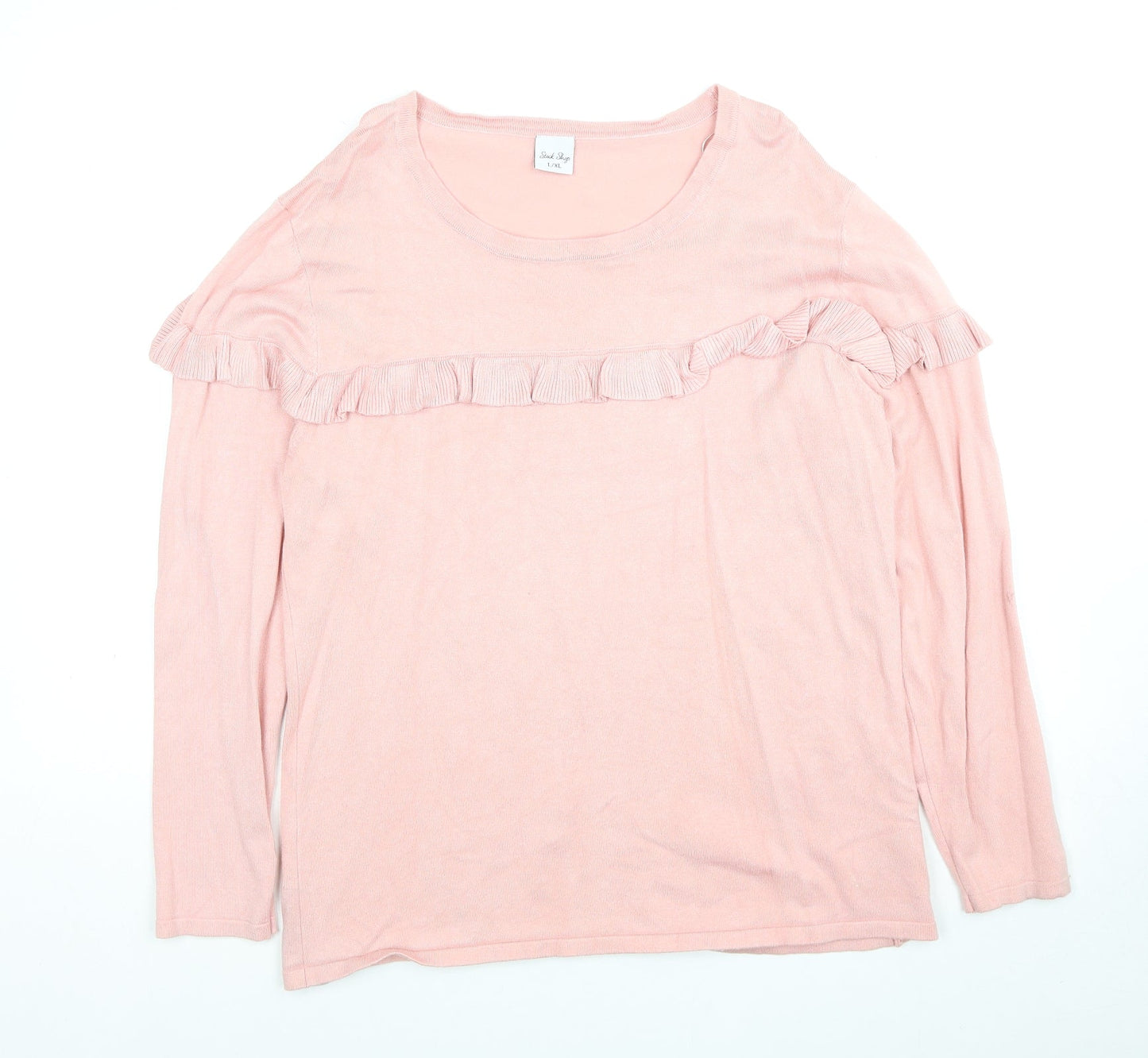Stock Shop Womens Pink Scoop Neck Viscose Pullover Jumper Size L