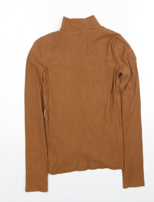 Bershka Girls Brown High Neck Polyester Pullover Jumper Size S Pullover