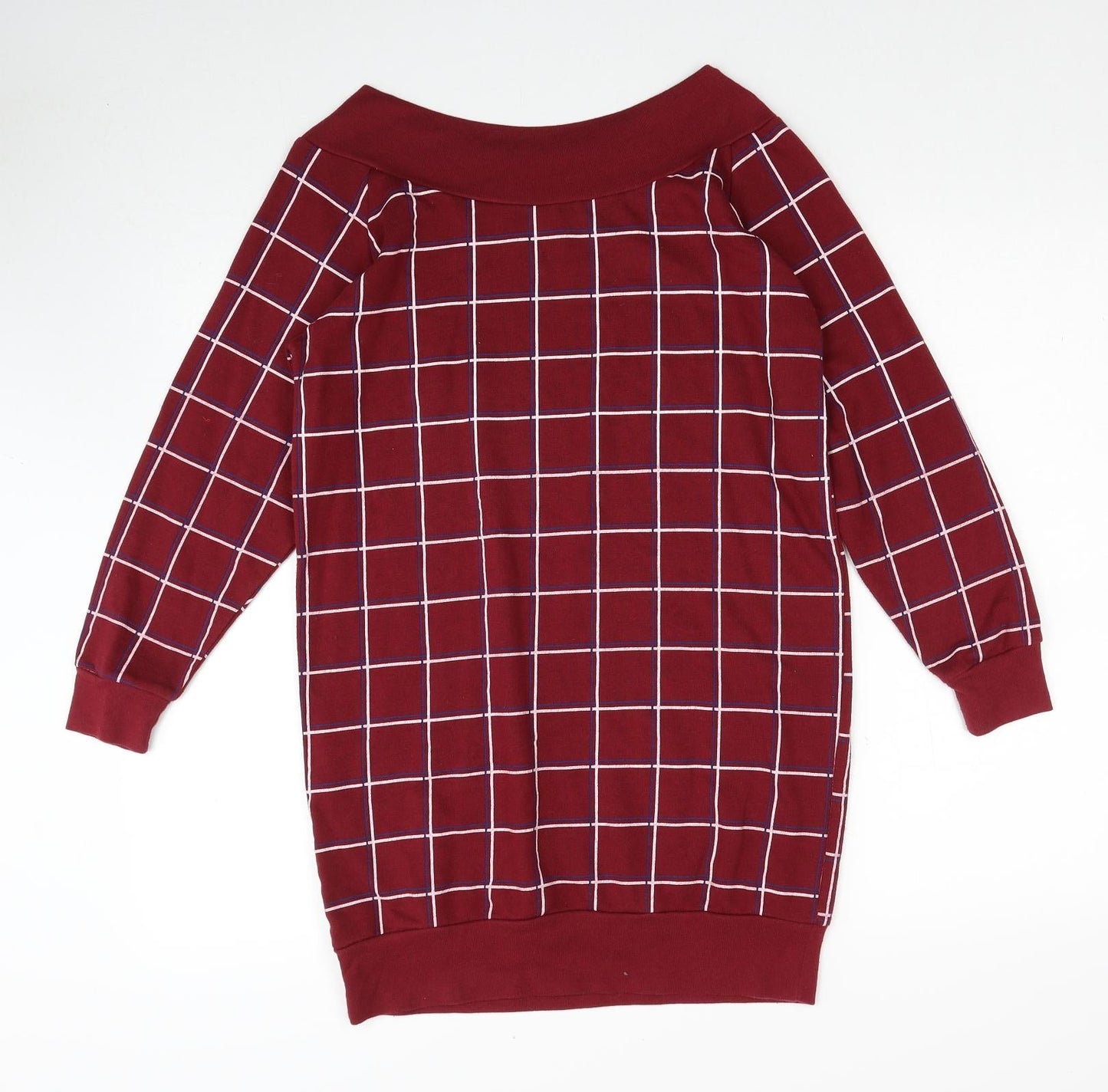 Preworn Womens Red Check Polyester Pullover Sweatshirt Size M Pullover - London