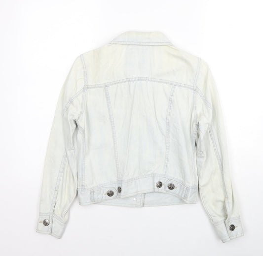 Denim & Co. Womens Blue Jacket Size 8 Button