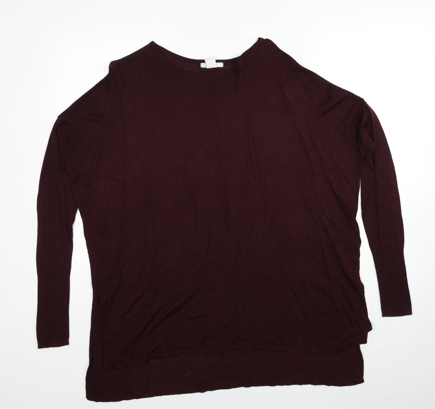 H&M Womens Red Round Neck Acrylic Pullover Jumper Size S