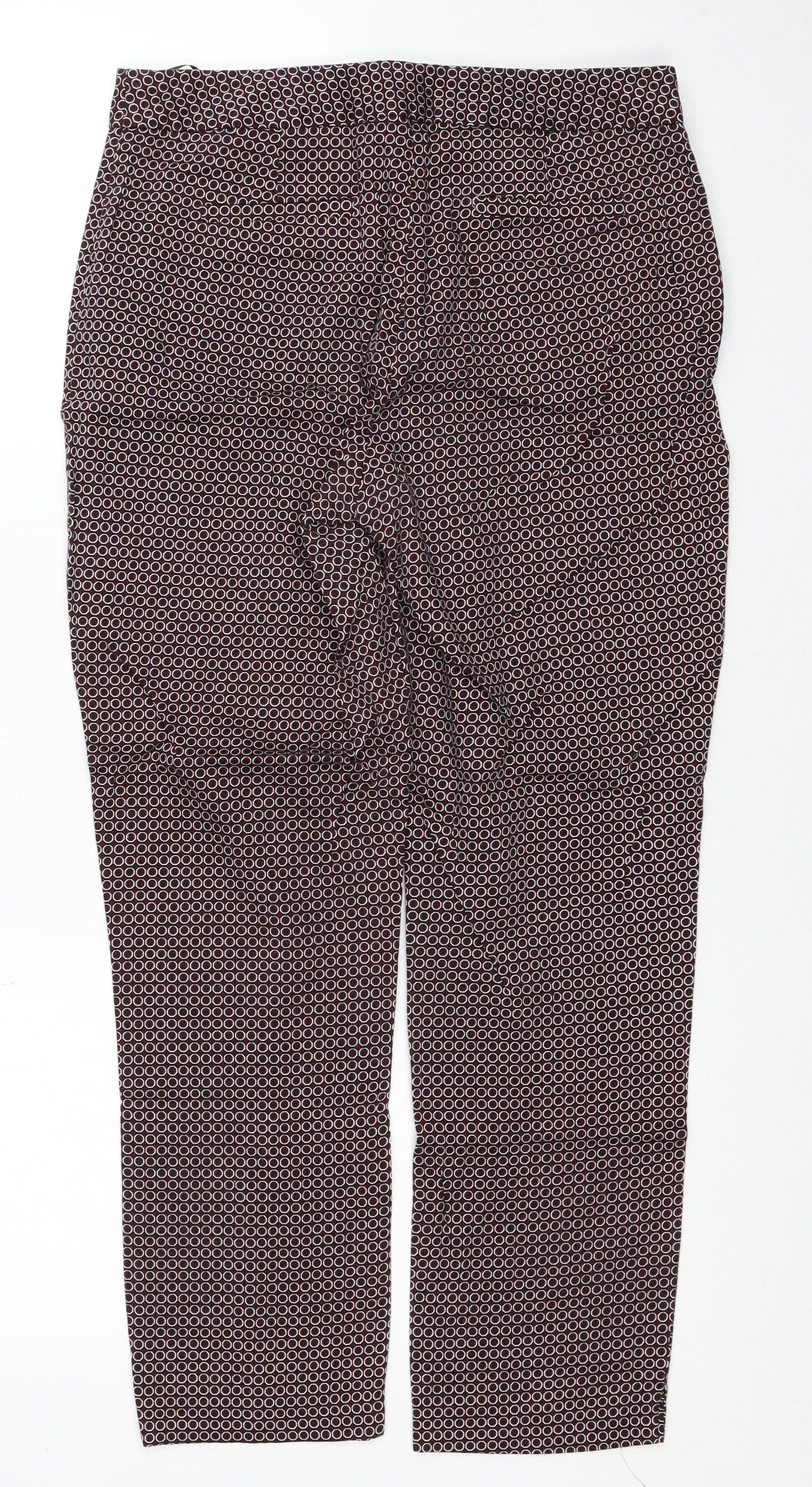 Dorothy Perkins Womens Red Geometric Cotton Trousers Size 8 Regular Zip