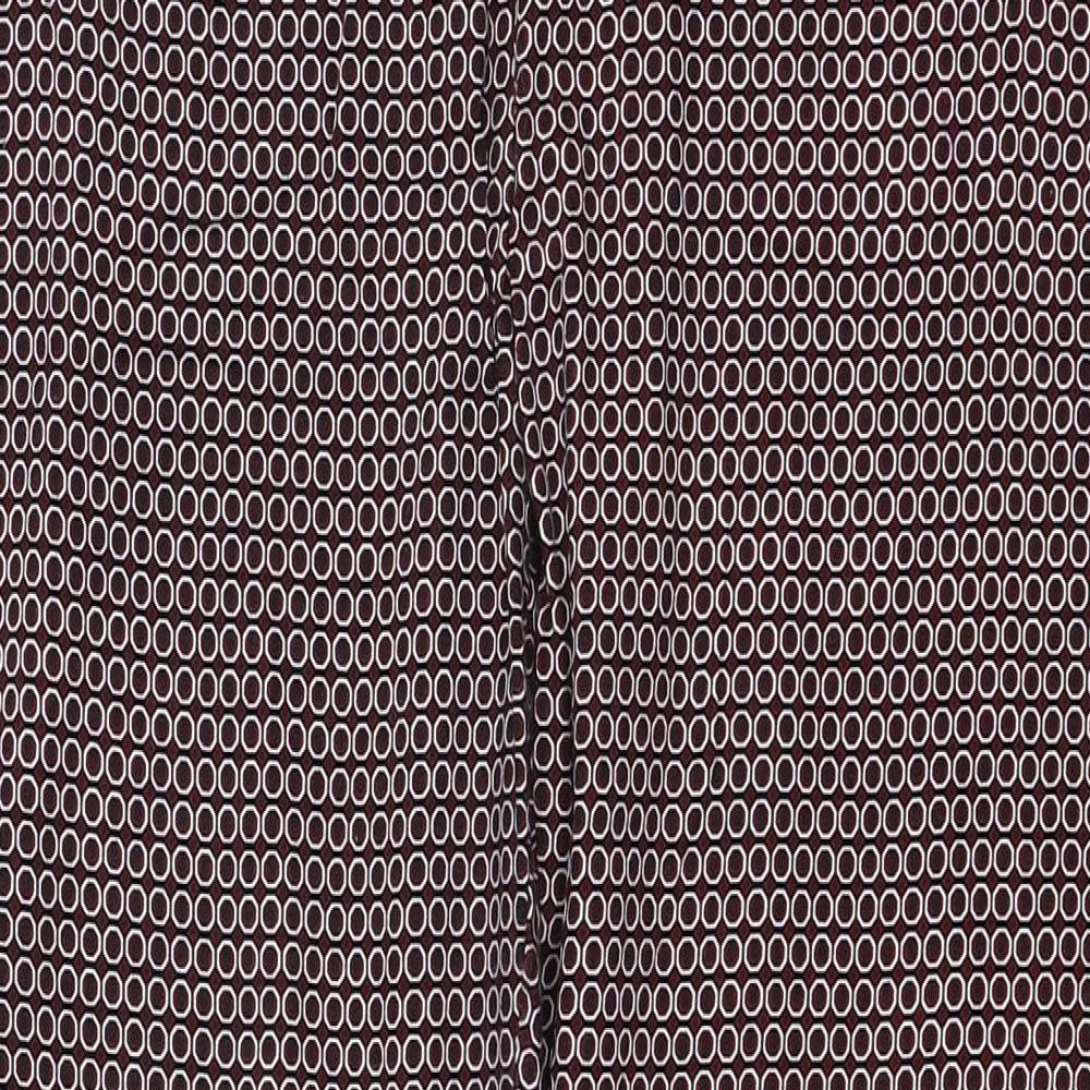 Dorothy Perkins Womens Red Geometric Cotton Trousers Size 8 Regular Zip