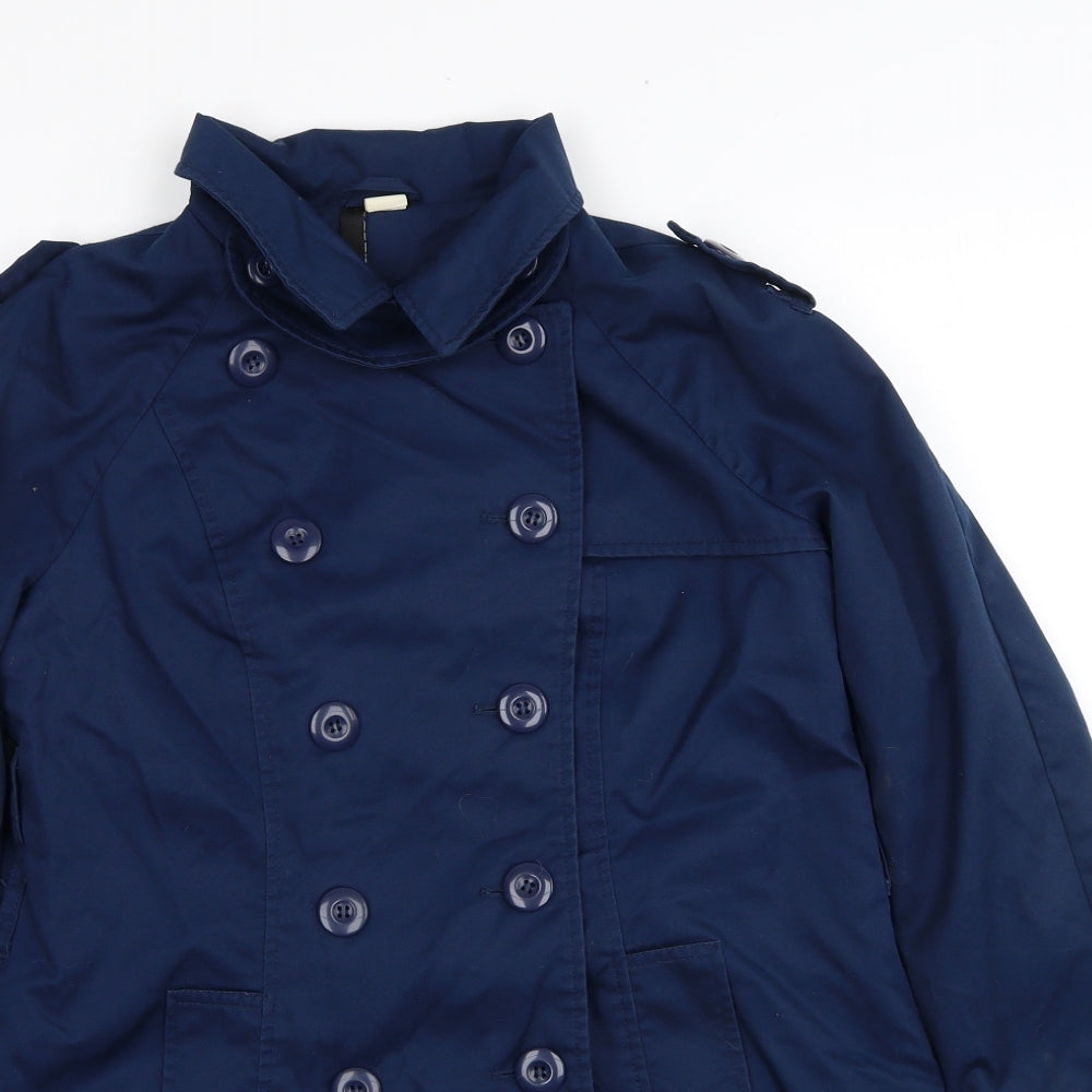 H&M Womens Blue Pea Coat Coat Size 10 Button