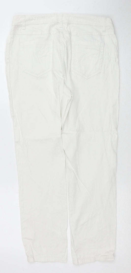 Charles Vogele Womens White Cotton Straight Jeans Size 31 in Regular Zip