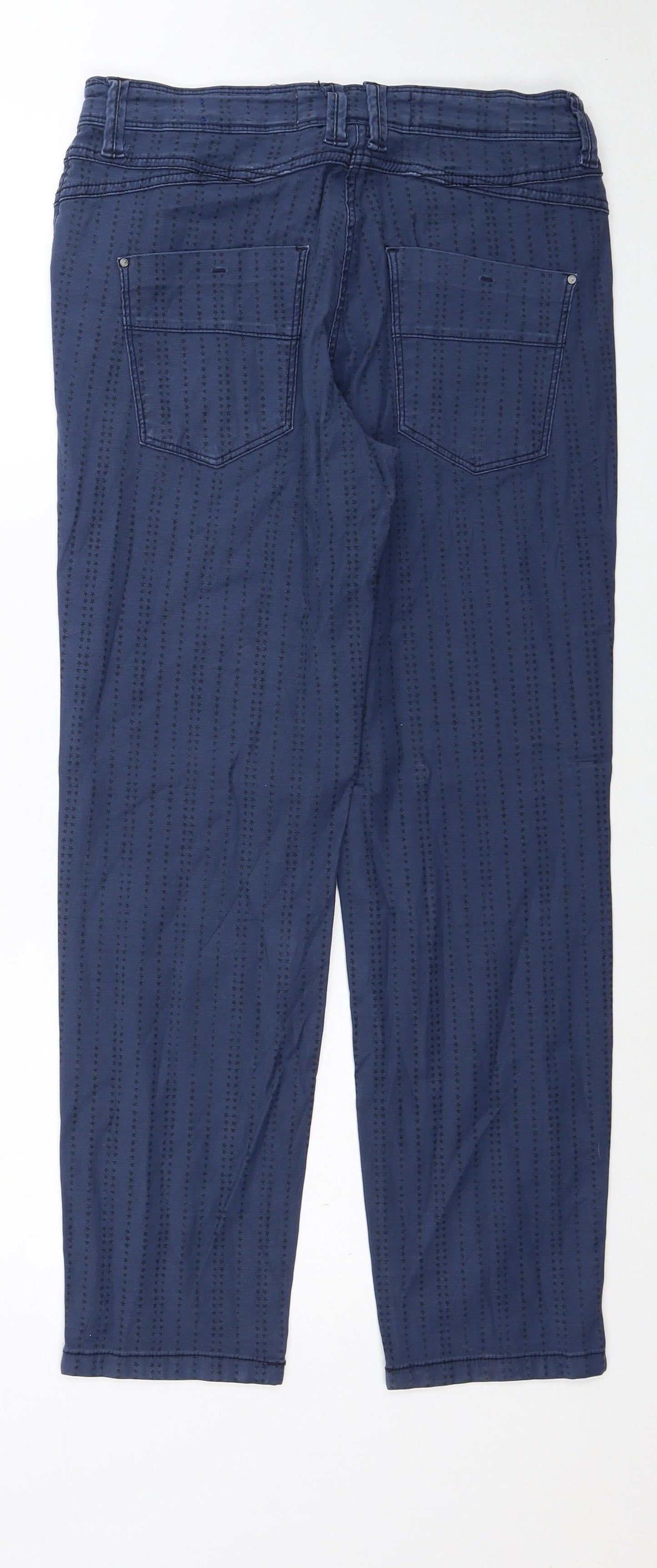 Cecil Womens Blue Geometric Cotton Straight Jeans Size 26 in Regular Zip - Star Pattern