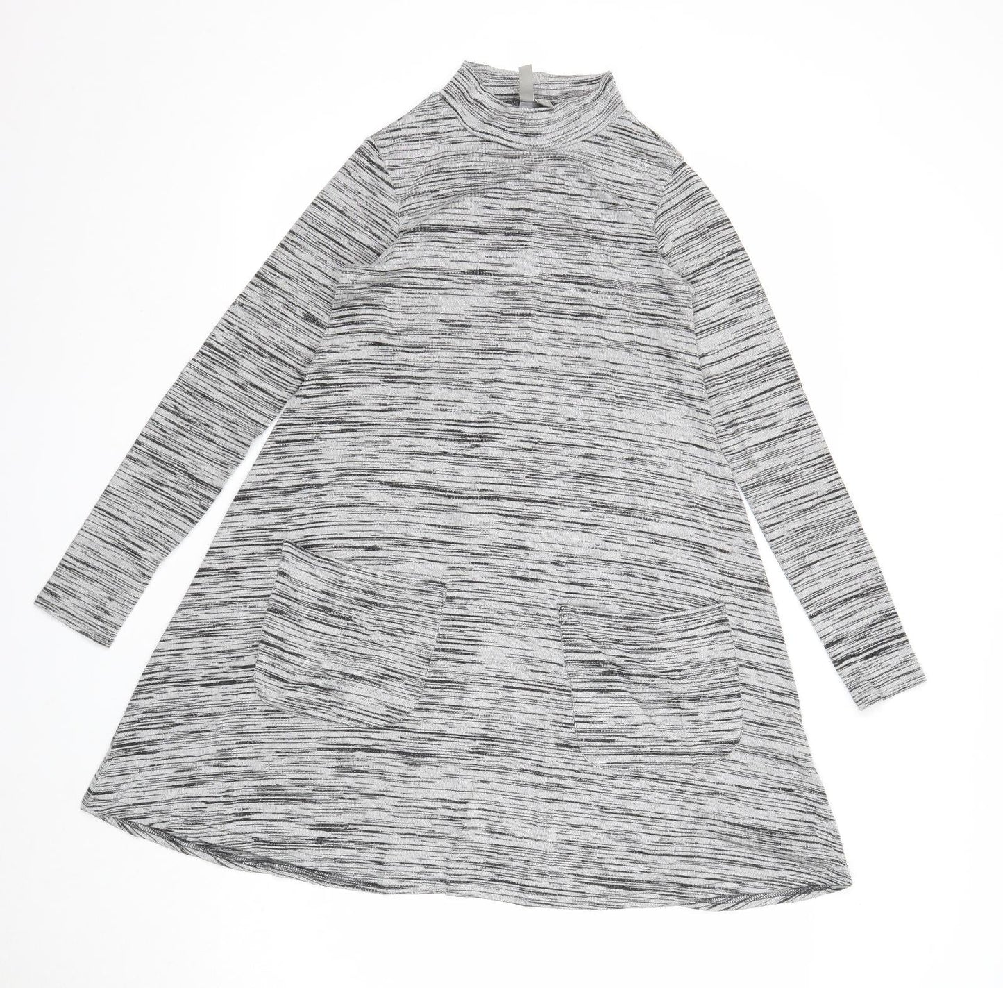 ASOS Womens Grey Viscose Trapeze & Swing Size 8 Mock Neck Pullover