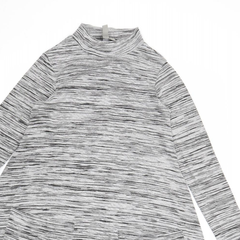 ASOS Womens Grey Viscose Trapeze & Swing Size 8 Mock Neck Pullover