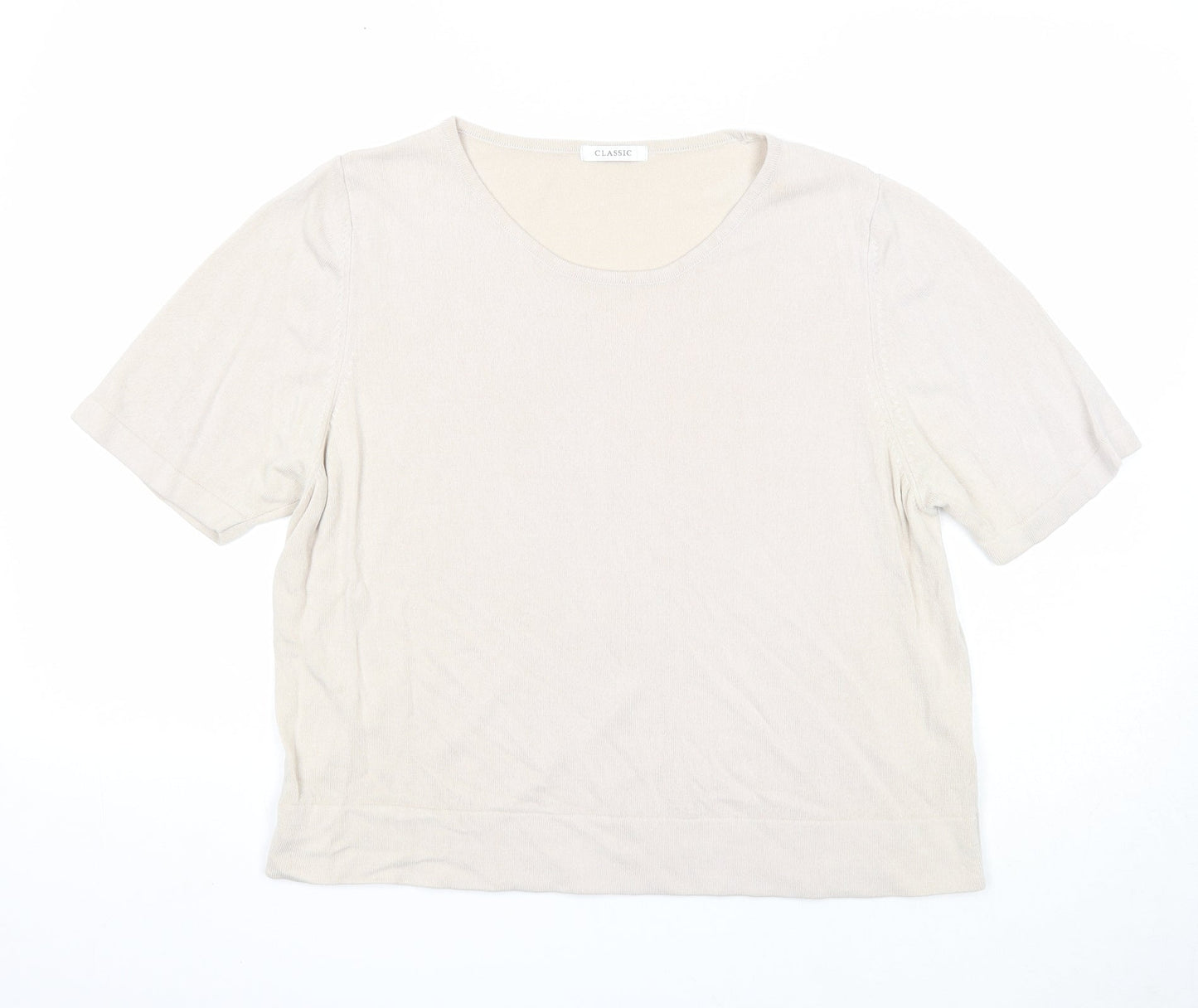 Marks and Spencer Womens Beige Round Neck Acrylic Pullover Jumper Size 20