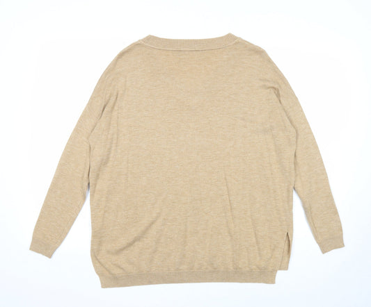 ASOS Womens Beige V-Neck Polyester Pullover Jumper Size 8