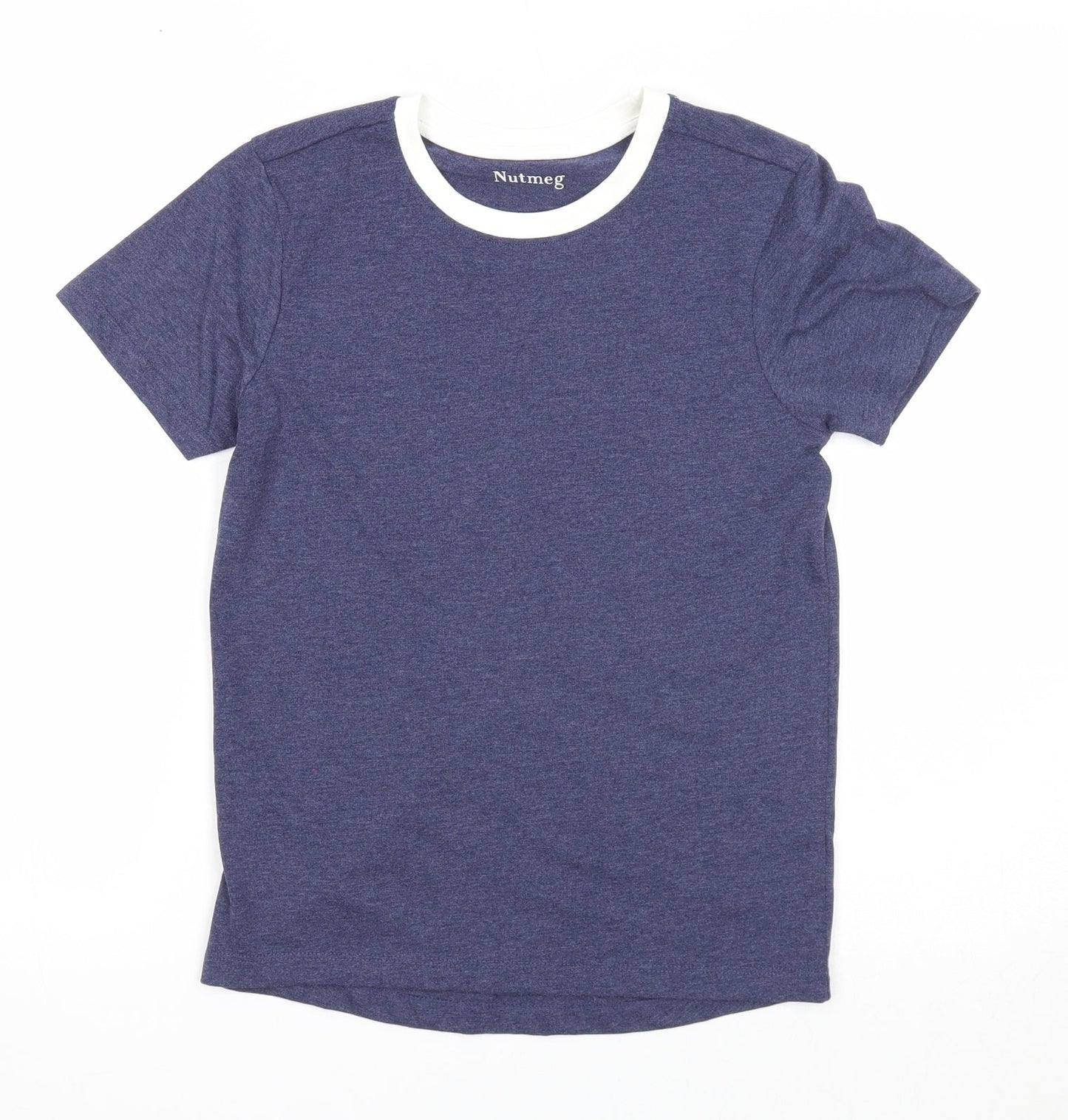 Nutmeg Boys Blue Cotton Basic T-Shirt Size 9-10 Years Round Neck Pullover