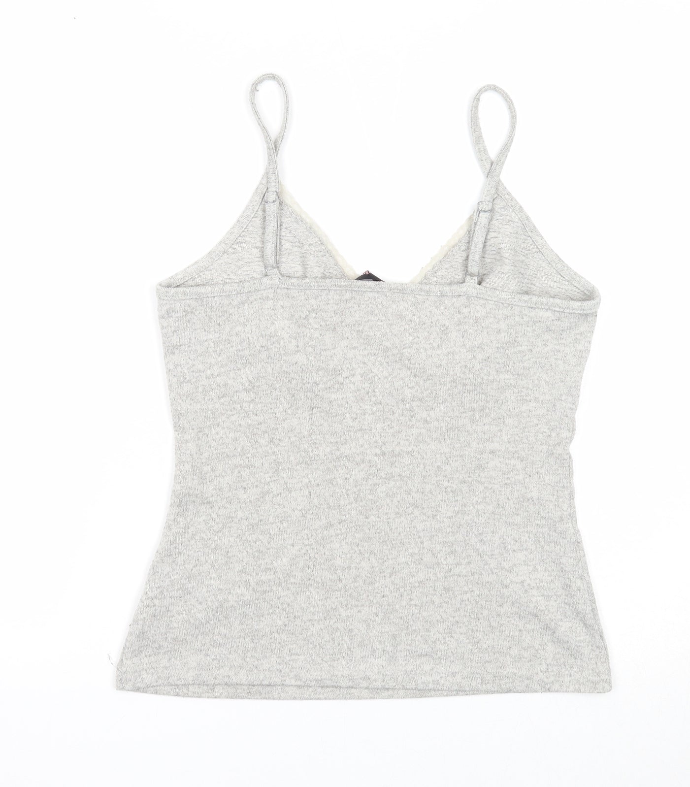 Feel Fabulous Womens Grey Polyester Basic Tank Size 10 V-Neck - Lace Neckline