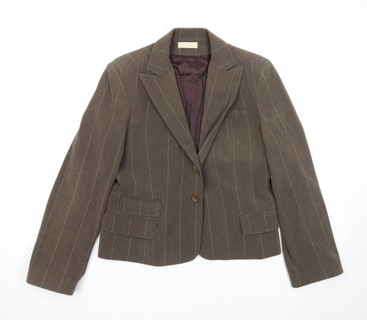 Rebecca Blu Womens Green Striped Jacket Blazer Size XL Button
