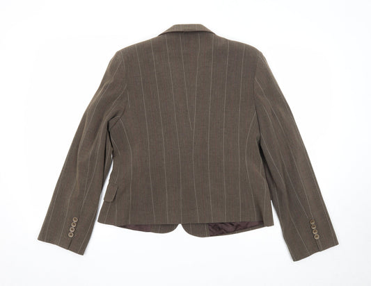 Rebecca Blu Womens Green Striped Jacket Blazer Size XL Button