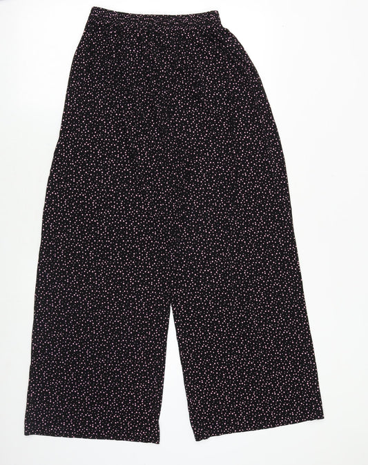 Preworn Girls Black Geometric Polyester Dress Pants Trousers Size L Regular Pullover