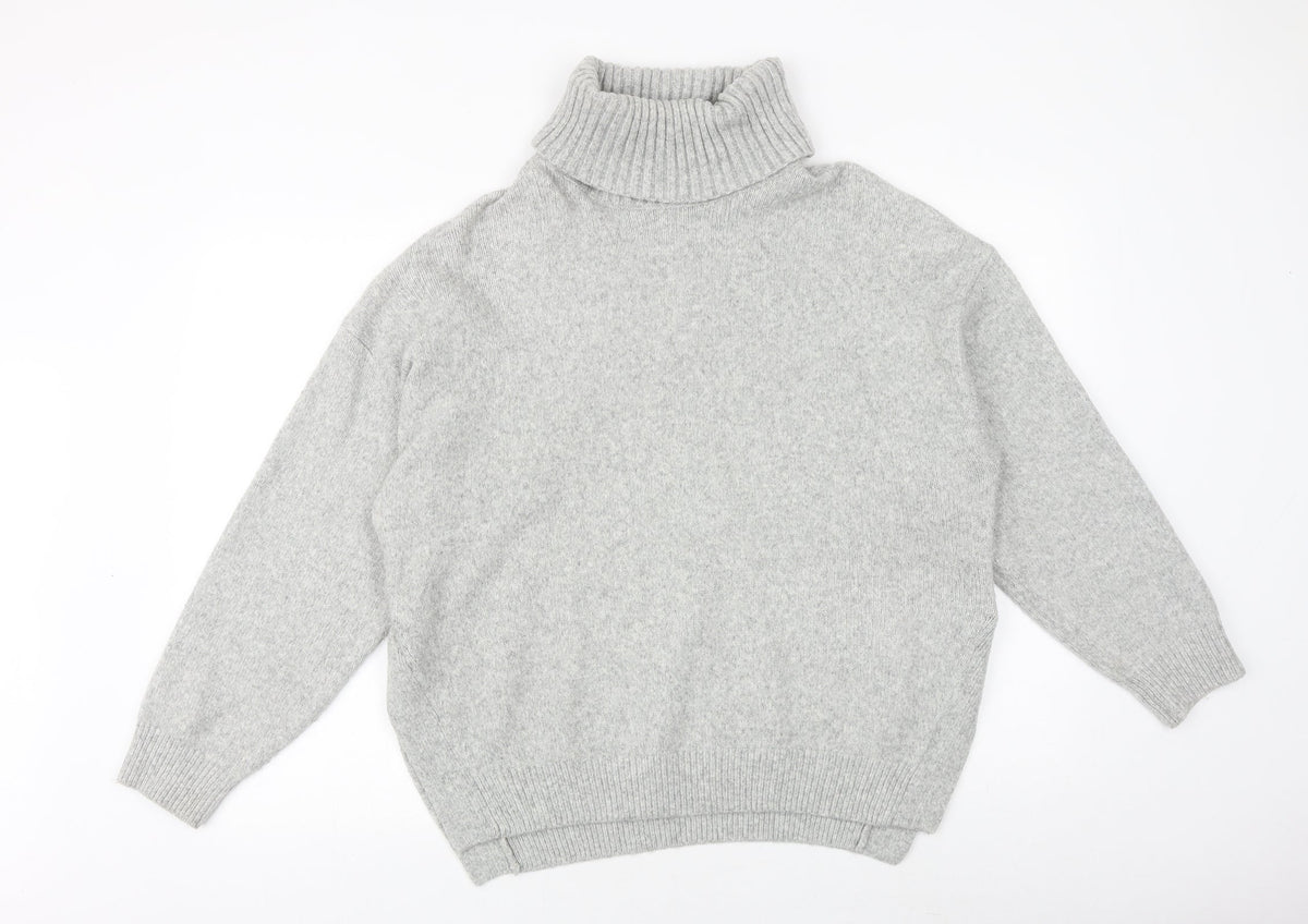 H&M Womens Grey Roll Neck Acrylic Pullover Jumper Size XS