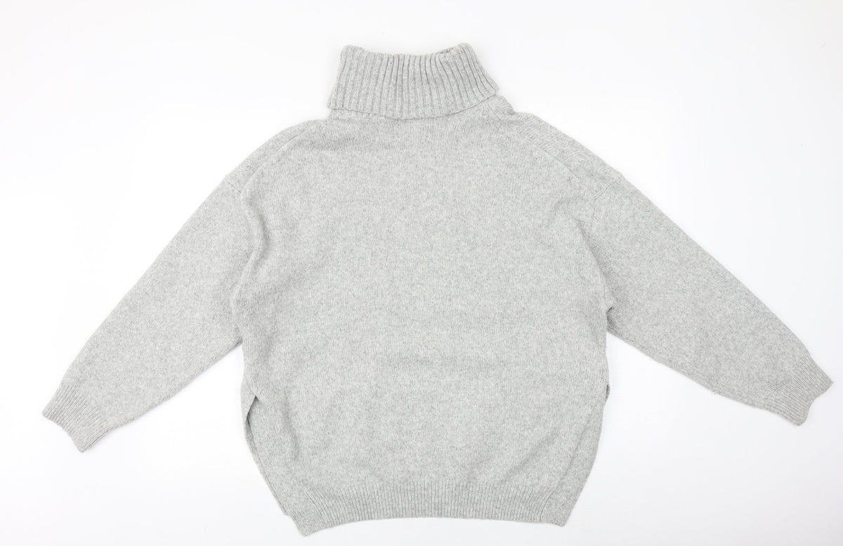 H&M Womens Grey Roll Neck Acrylic Pullover Jumper Size XS