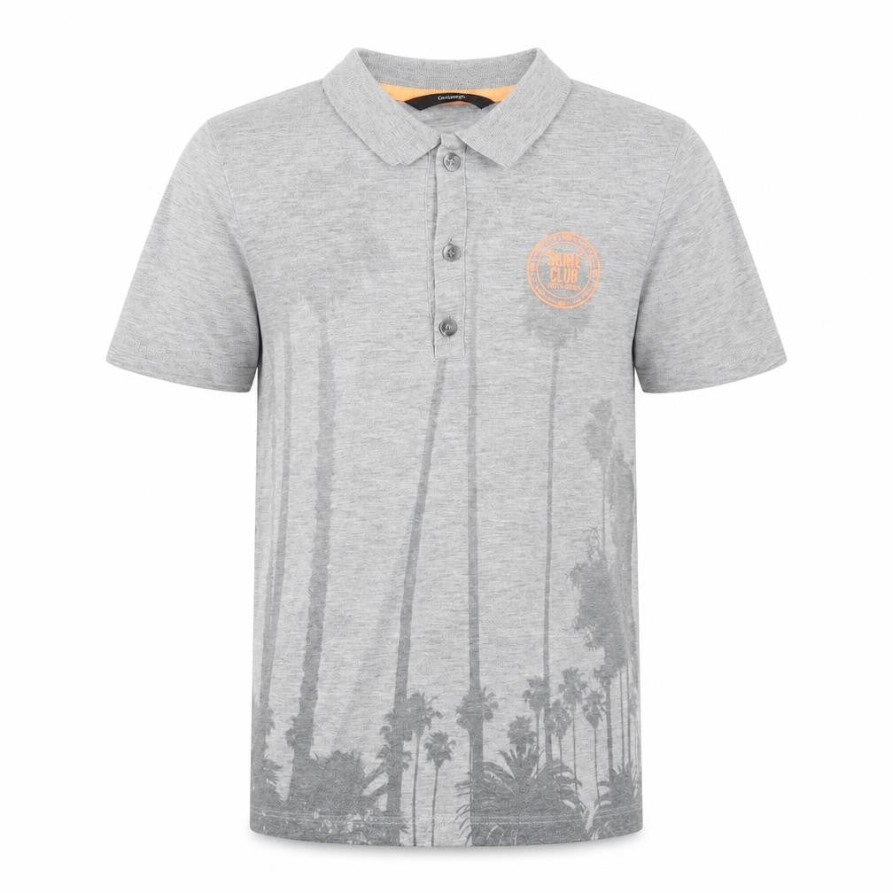 George Boys Grey Cotton Basic Polo Size 7-8 Years Collared Button - Palm Trees