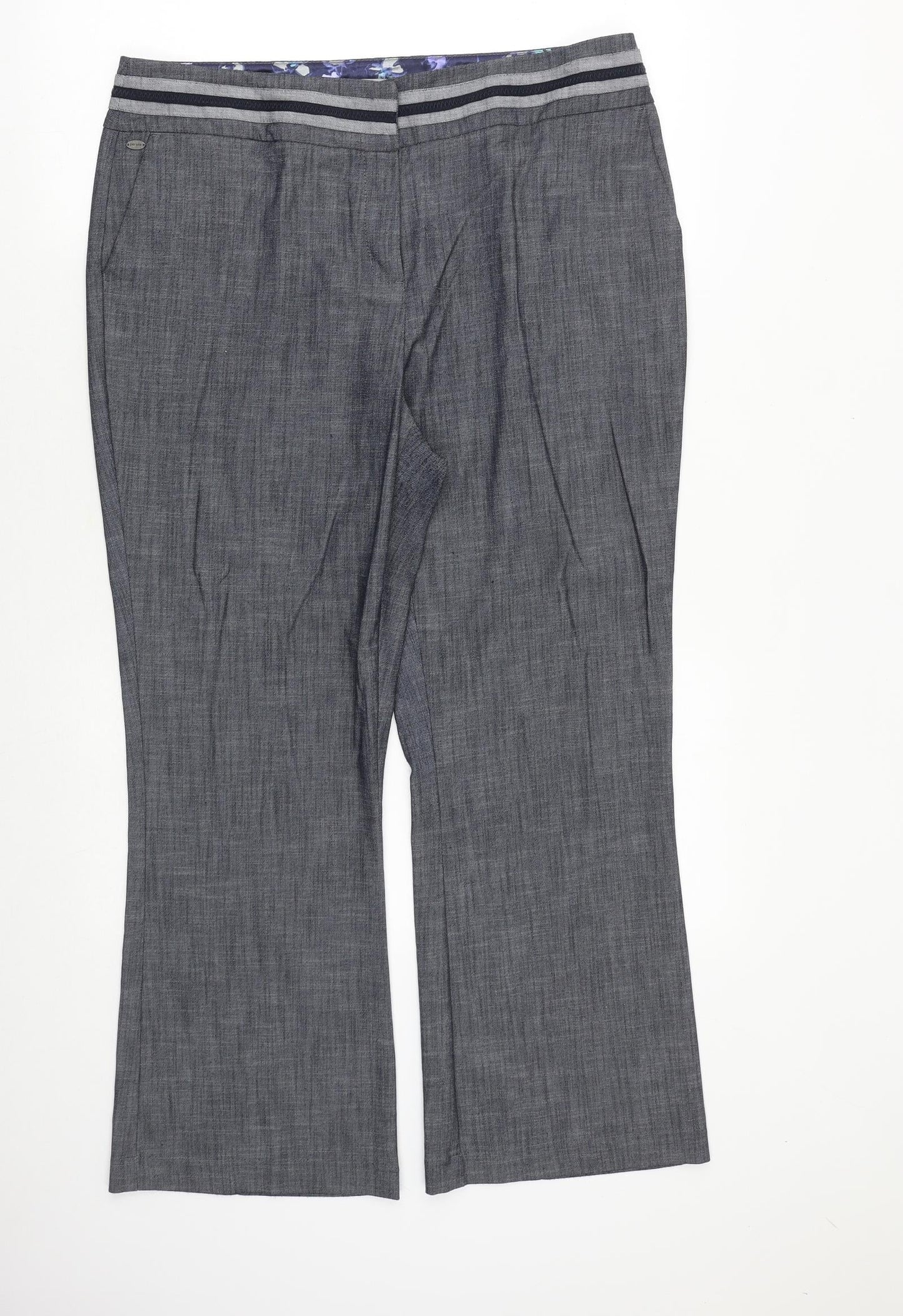 Marks and Spencer Womens Grey Polyester Trousers Size 16 Regular Zip