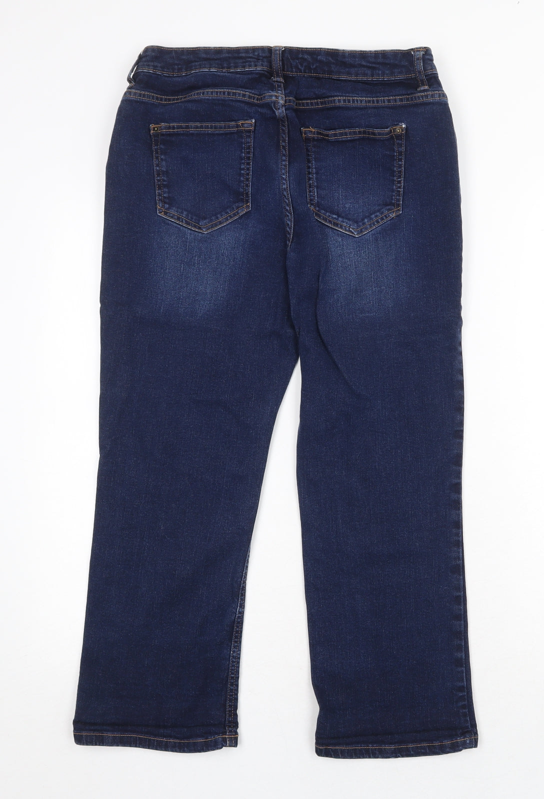 Preworn Womens Blue Cotton Straight Jeans Size 30 in Regular Zip