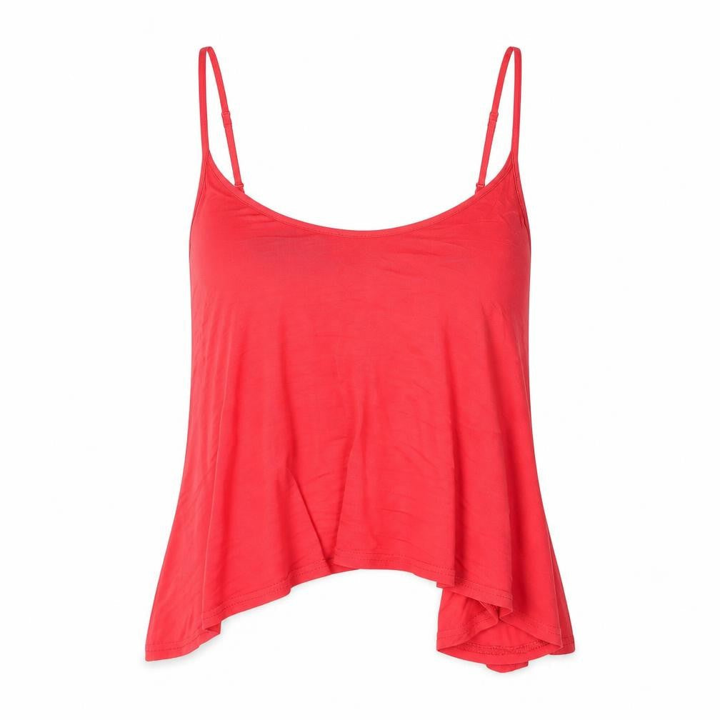 H&M Womens Red Viscose Basic Tank Size 10 Round Neck