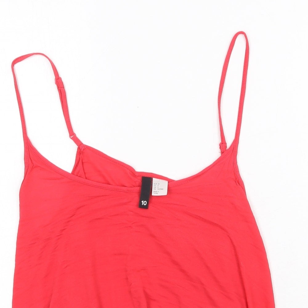 H&M Womens Red Viscose Basic Tank Size 10 Round Neck