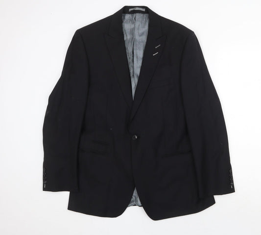 Red Herring Mens Black Polyester Jacket Suit Jacket Size 40 Regular