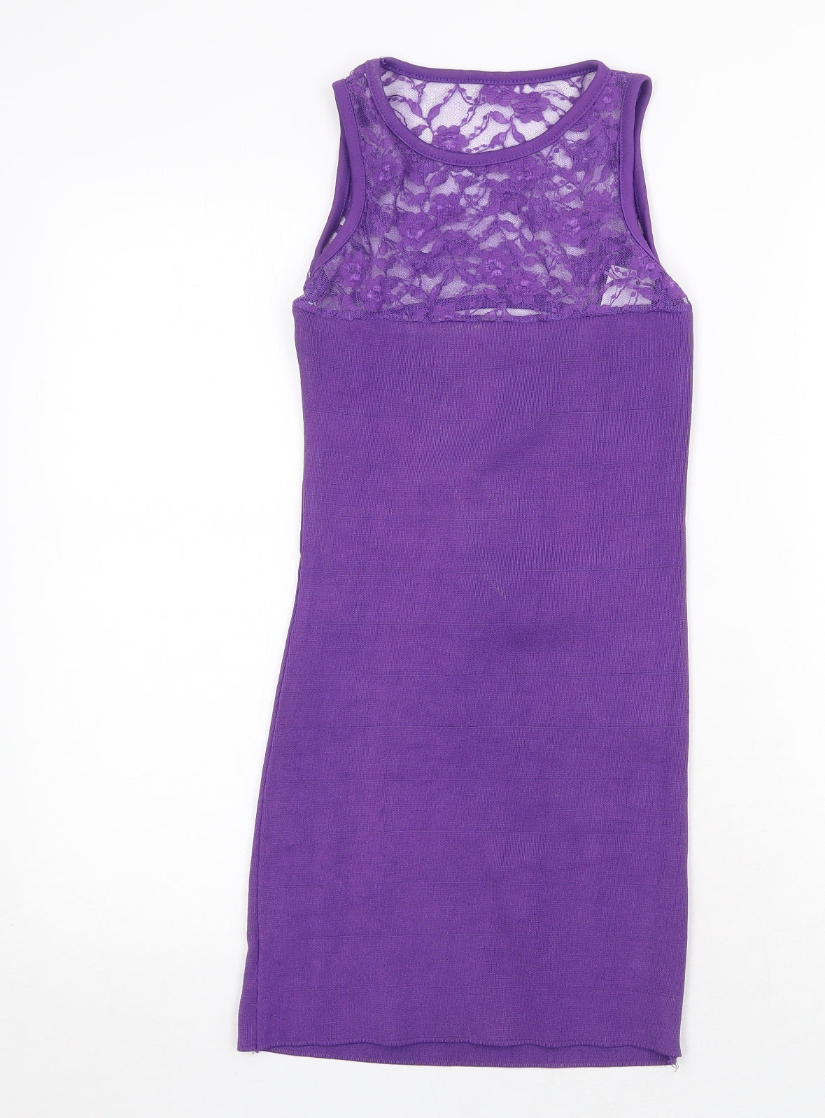 PK Clothing Womens Purple Polyester A-Line Size S Round Neck Pullover