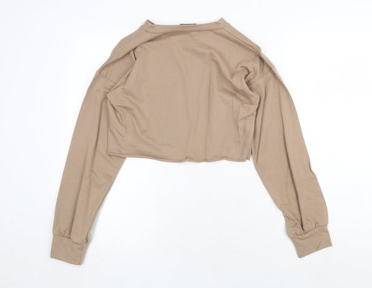 PRETTYLITTLETHING Womens Beige 100% Cotton Pullover Sweatshirt Size 4 Pullover