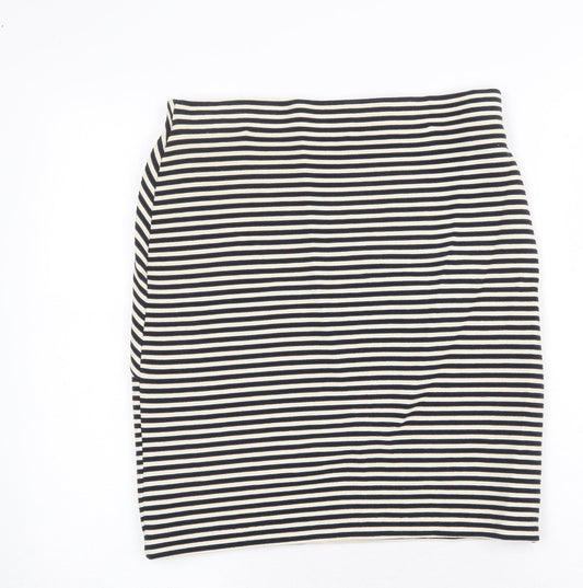 Gallery Womens Black Striped Viscose A-Line Skirt Size M