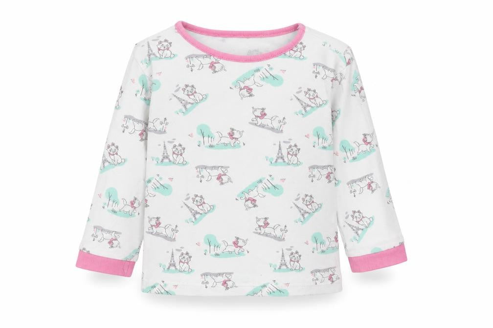 George Girls White Geometric Cotton Basic T-Shirt Size 9-12 Months Round Neck Pullover - Marie the cat disney