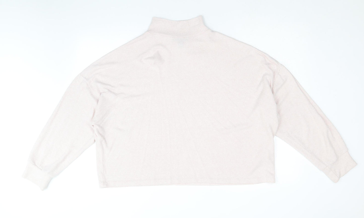 New Look Womens Pink Mock Neck Viscose Pullover Jumper Size L