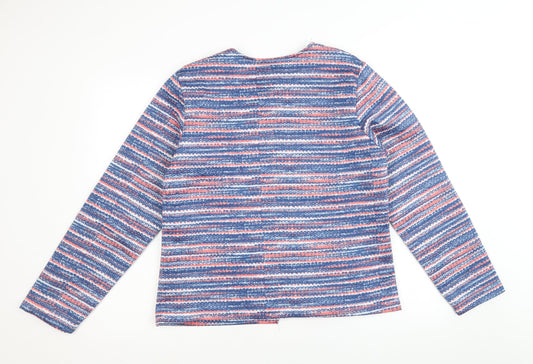 Anne De Lancay Womens Blue Striped Jacket Blazer Size M