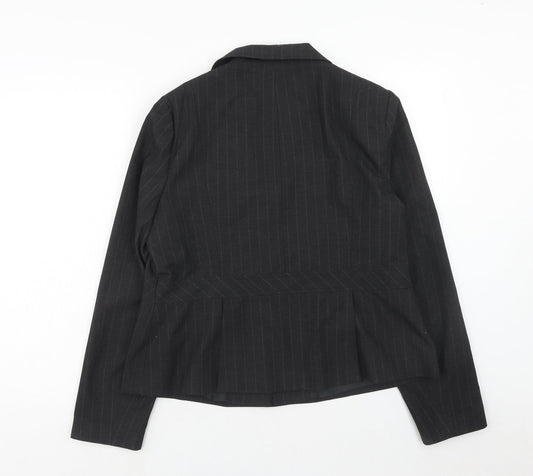 AMARANTO Womens Grey Pinstripe Polyester Jacket Suit Jacket Size 18