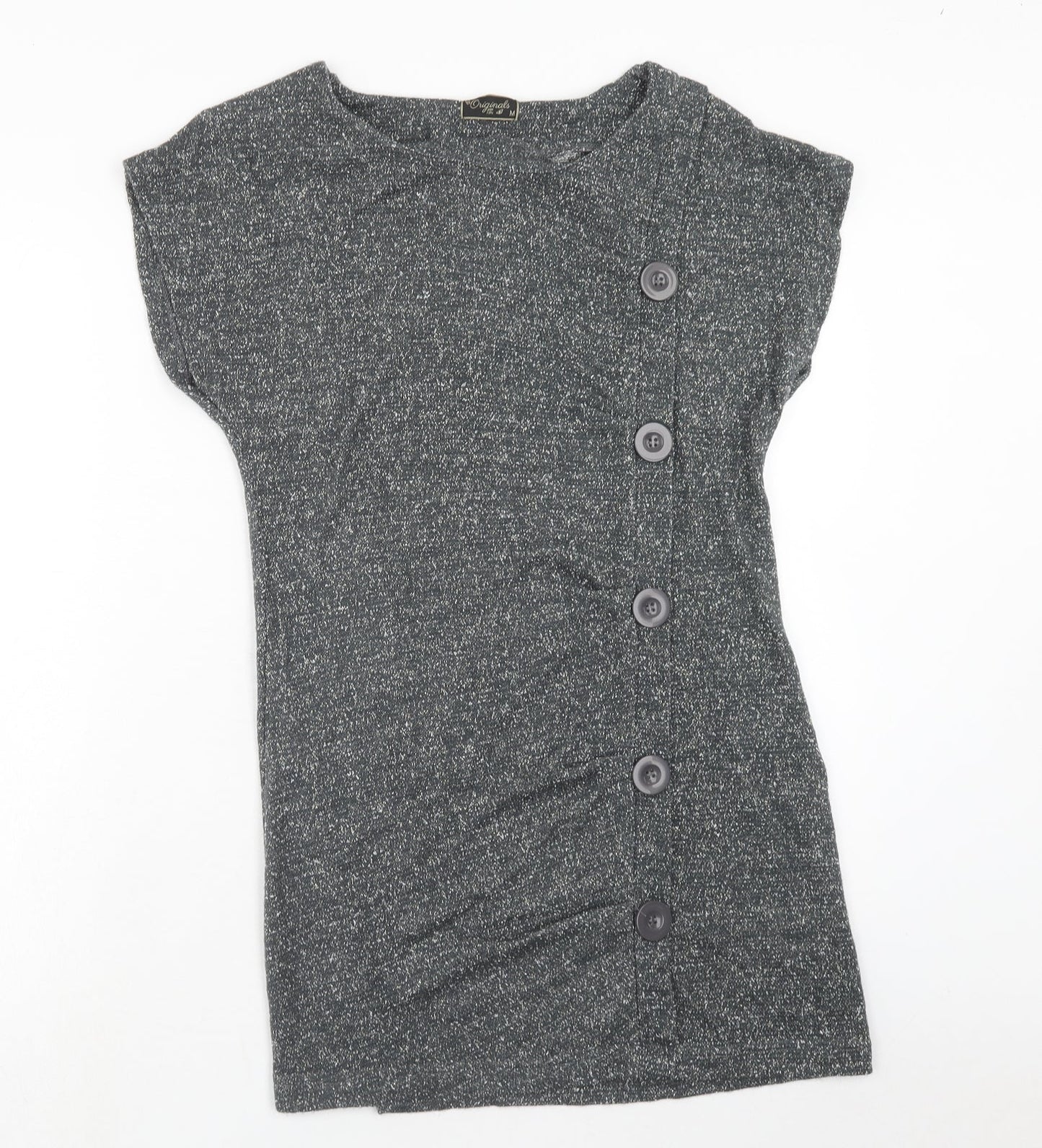 Original Womens Grey Acrylic A-Line Size M Round Neck Pullover