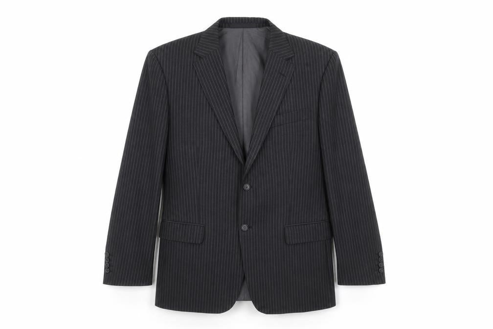 Marks and Spencer Mens Grey Striped Polyester Jacket Suit Jacket Size 42 Regular
