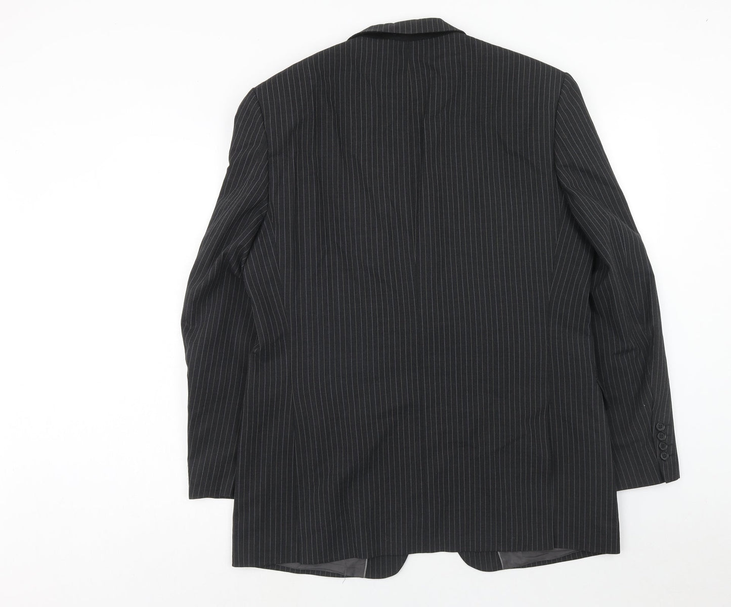 Marks and Spencer Mens Grey Striped Polyester Jacket Suit Jacket Size 42 Regular